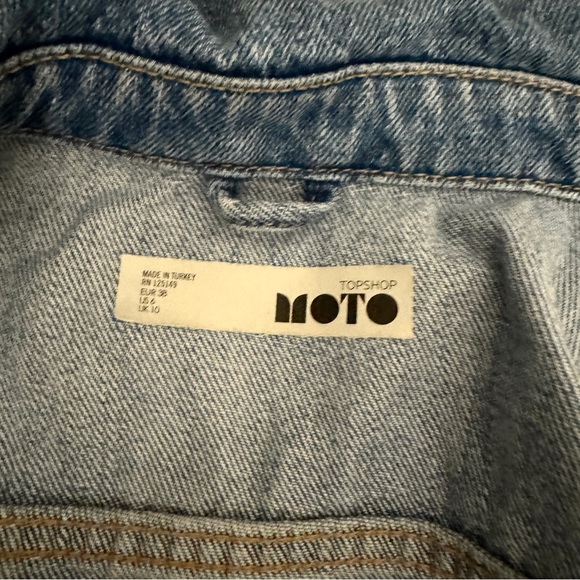 Topshop Destroyed Denim Jean Jacket Size 6 - Picture 5 of 6